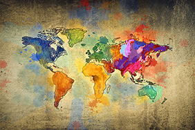 World map in colours